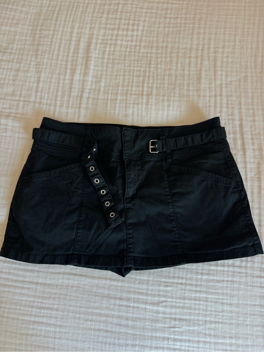 Garage Black Utility Mini Skort with Belt Detail